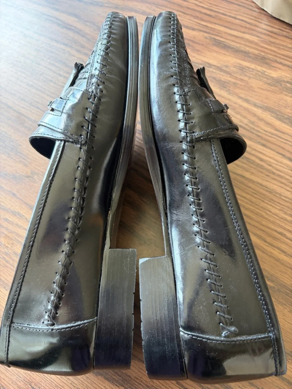 Stacy Adams Black Braided Leather Loafers, sz 9W, NWOT